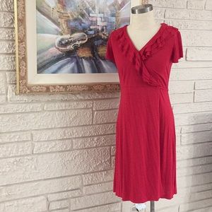 🌹No Brand Tag Knit Ruffle Collar Lap Front Dress